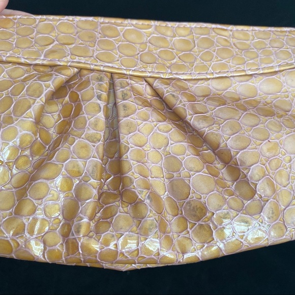 Laura Merkin Leather Croc Embossed Clutch 12x5” - Picture 7 of 8